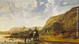 Aelbert Cuyp Famous Paintings - River Landscape with Riders